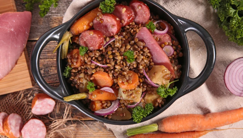Saucisses lentilles au Cookeo