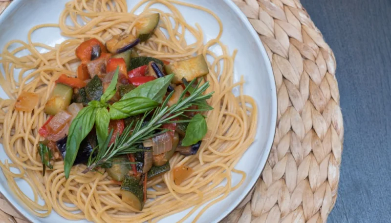 Spaghetti à la ratatouille