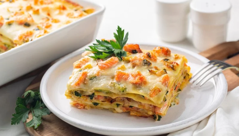 Lasagnes aux poireaux et saumon
