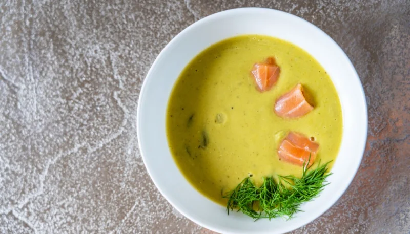 Soupe froide de poireaux et concombre