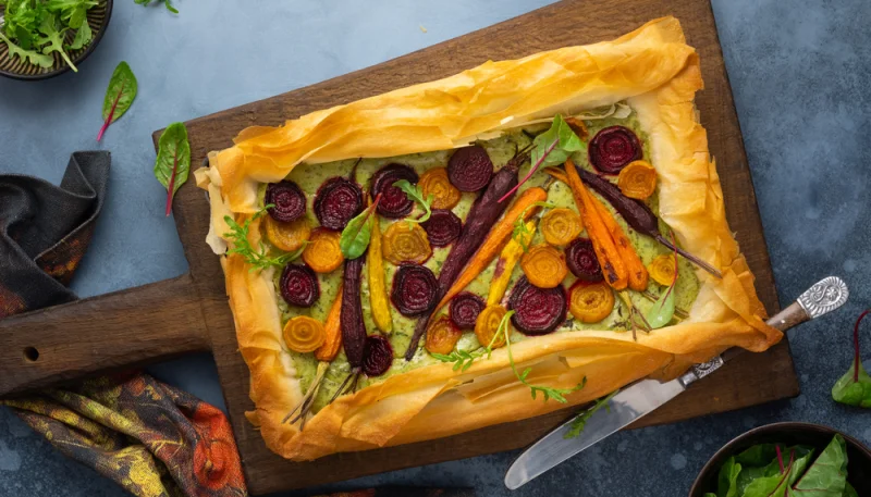 Tarte fine carotte et betterave