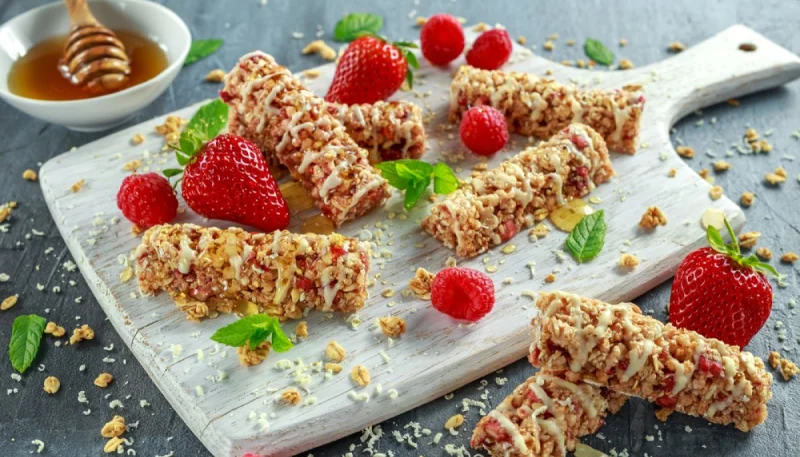 Barres de céréales aux fraises