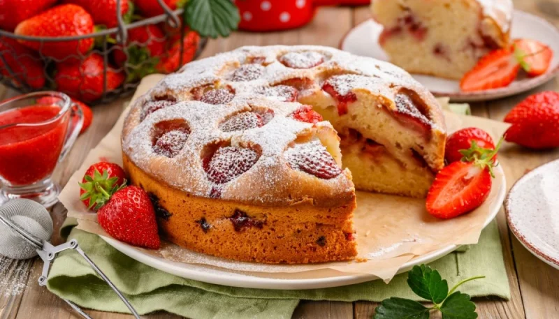 Gâteau au yaourt et fraises