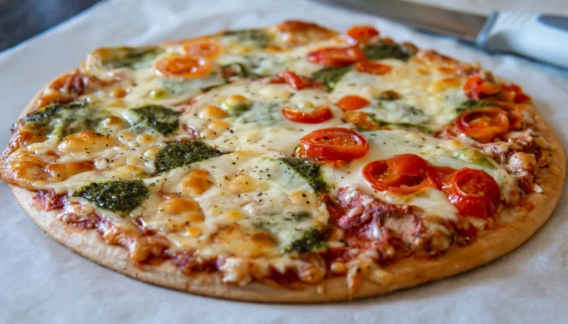 Pizza au pesto et tomates cerises