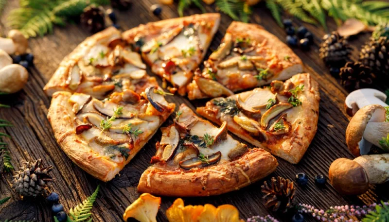 Pizza aux champignons sauvages