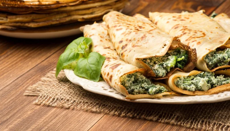 Crêpes à la feta et épinards