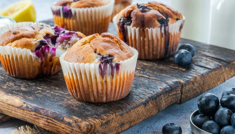 Muffins aux myrtilles et citron