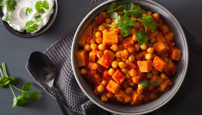 Curry végétarien à la patate douce et pois chiches