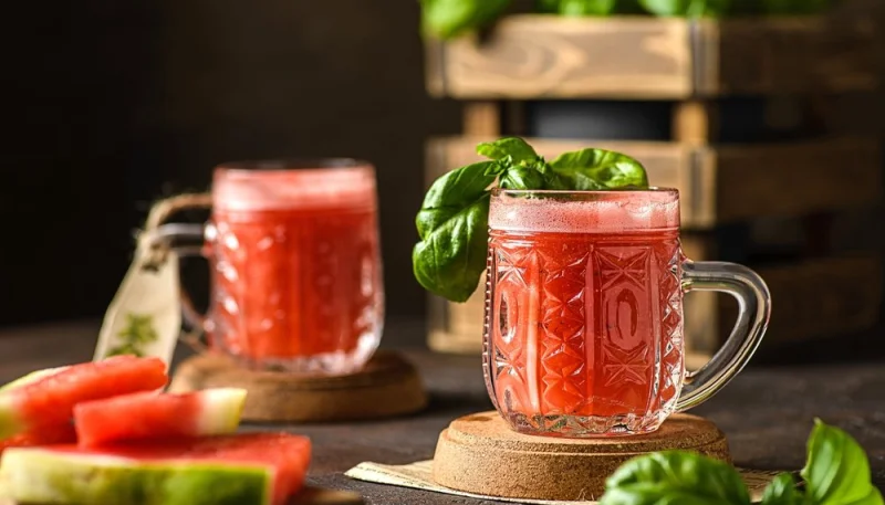 Jus de pastèque et basilic