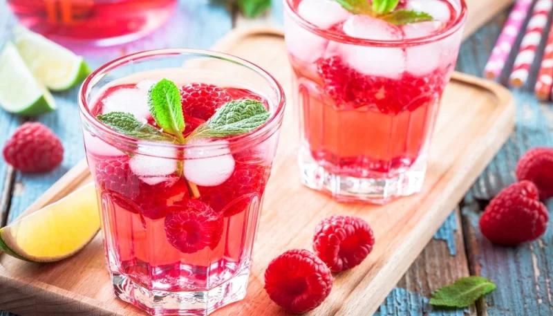 Mocktail mojito aux framboises
