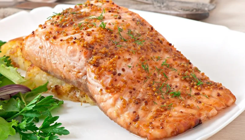 Filets de saumon au miel et moutarde