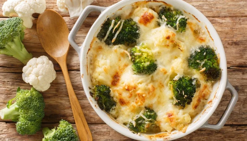 Gratin de brocolis et chou-fleur