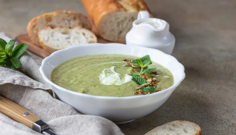 Soupe de courgettes et menthe fraîche