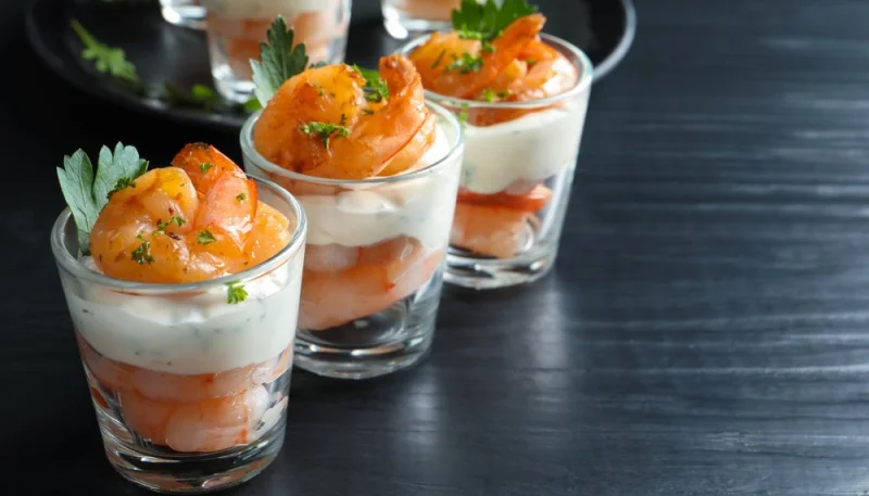 Verrines saumon crevette