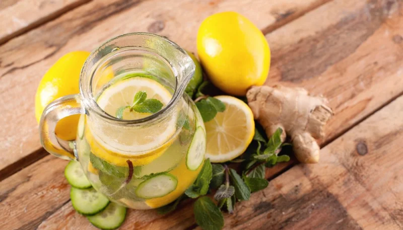 Boisson détox concombre gingembre menthe