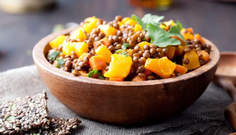 Salade tiède de lentilles et carottes