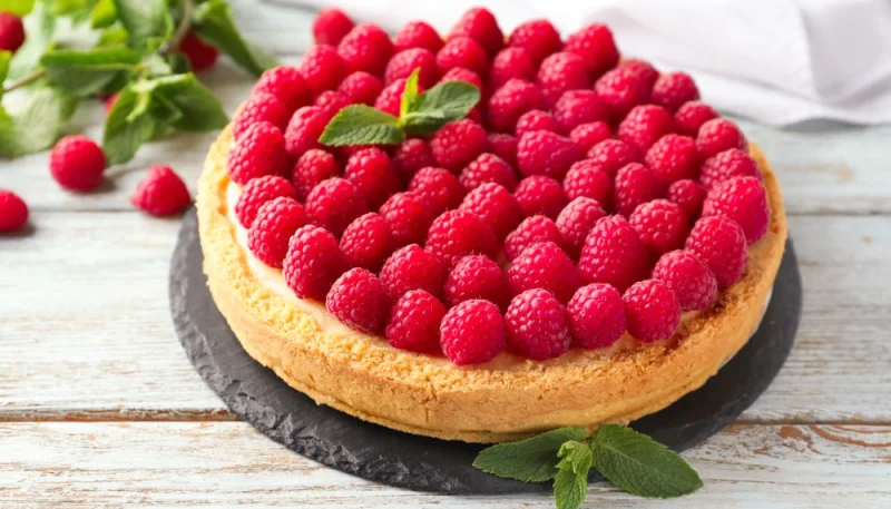 Tarte aux framboises fraîches