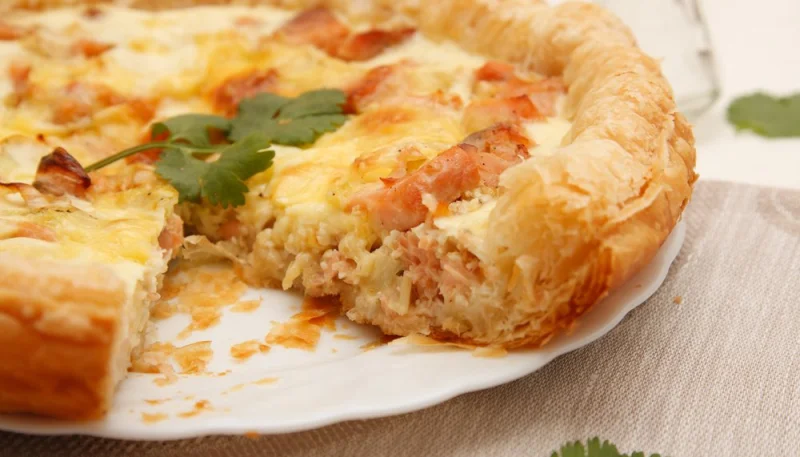 Tarte fine aux poireaux et saumon fumé