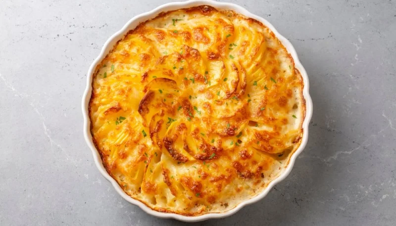 Gratin de courge et pommes de terre au fromage fondu