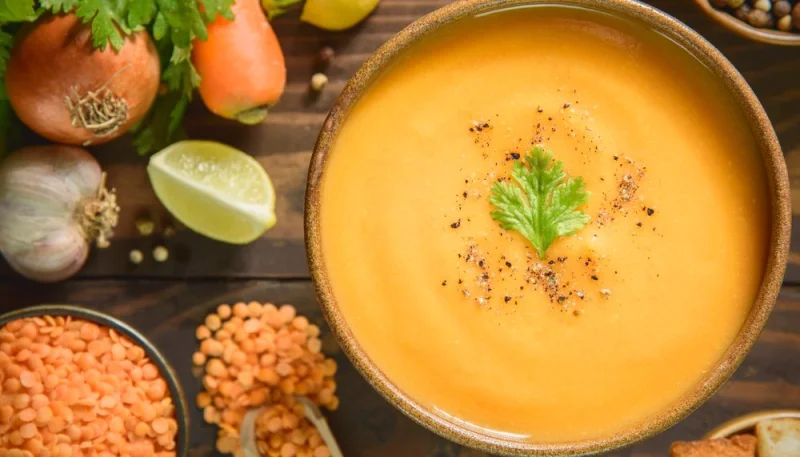 Soupe de lentilles corail et carottes au cumin
