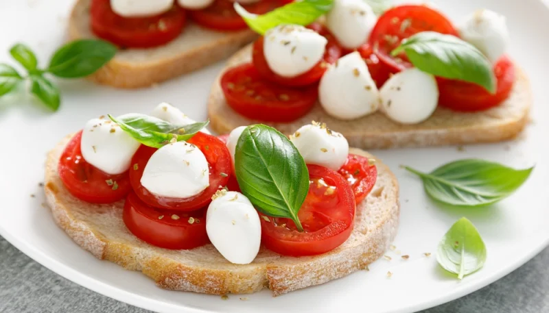 Bruschettas aux tomates cerises et basilic