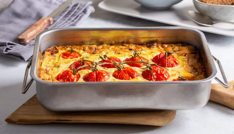 Clafoutis aux légumes, chou et tomates cerises