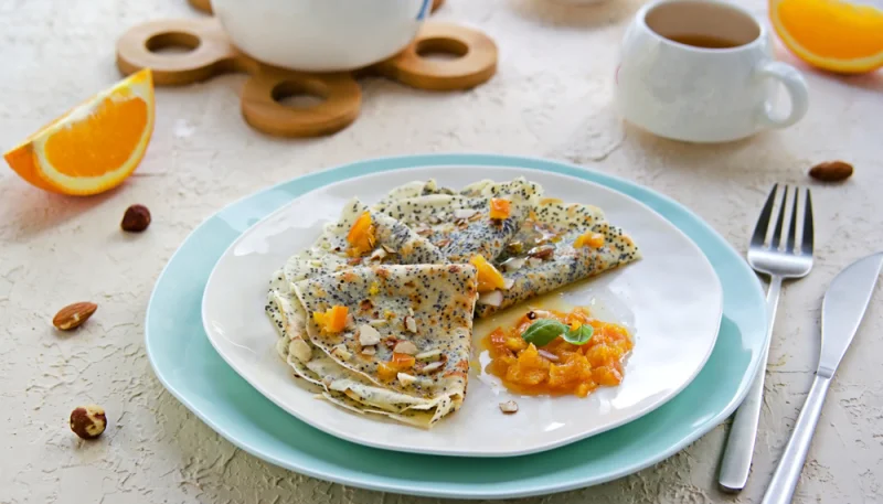 Crêpes minces aux graines de pavot