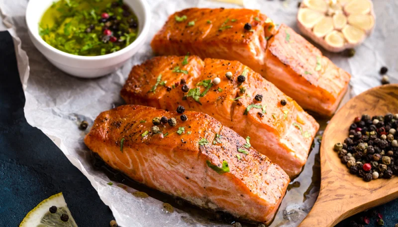 Pavé de saumon à la moutarde et au miel