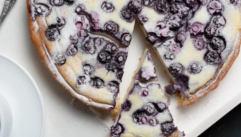 Tarte aux myrtilles et au sucre glace