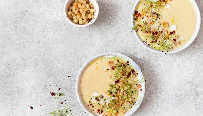 Velouté de topinambours et croûtons dorés