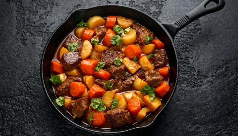 Bœuf aux carottes nouvelles et vin blanc