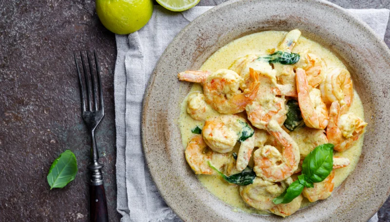 Curry de crevettes au lait de coco et citron vert