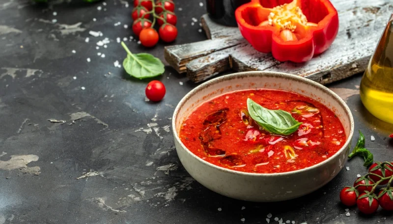 Gaspacho de tomates et poivrons rouges