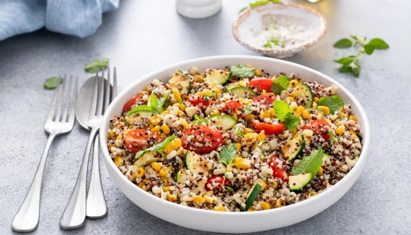 Salade de quinoa aux légumes croquants - Recette IG bas rapide et saine