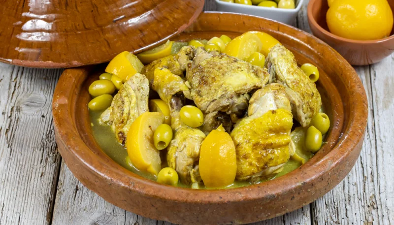 Poulet aux olives et citron confit