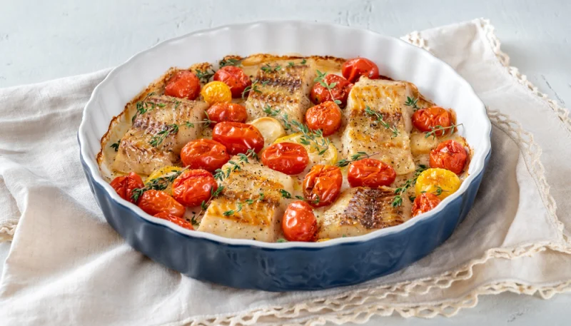 Filets de dorade au four, tomates cerises et thym