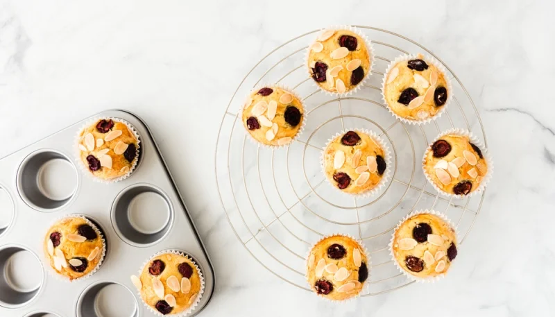 Muffins aux cerises et amandes effilées