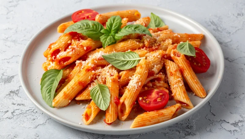 🍝 Pâtes à la crème de tomates rôties et basilic