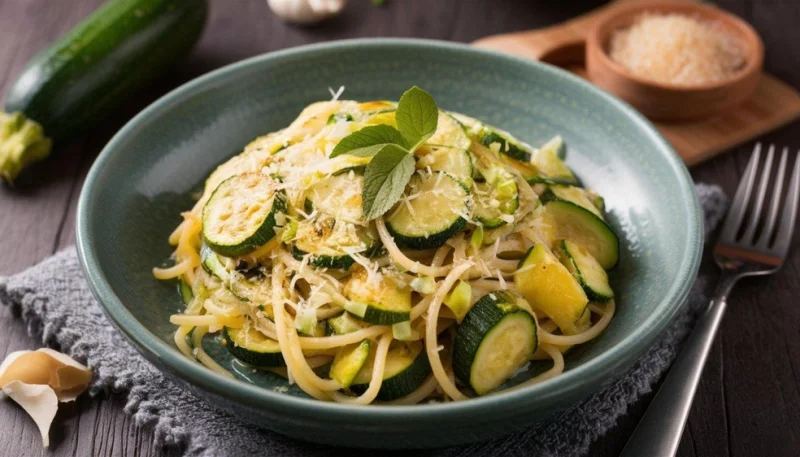Spaghettis de courgettes à l'ail et parmesan