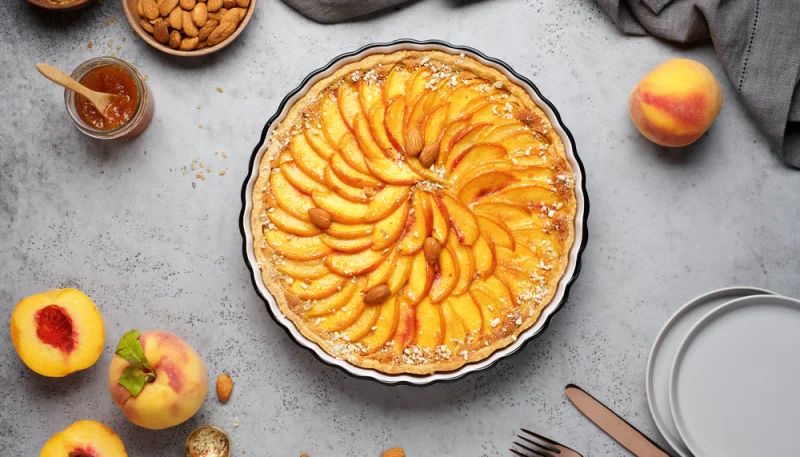 Tarte aux pêches et crème d’amande