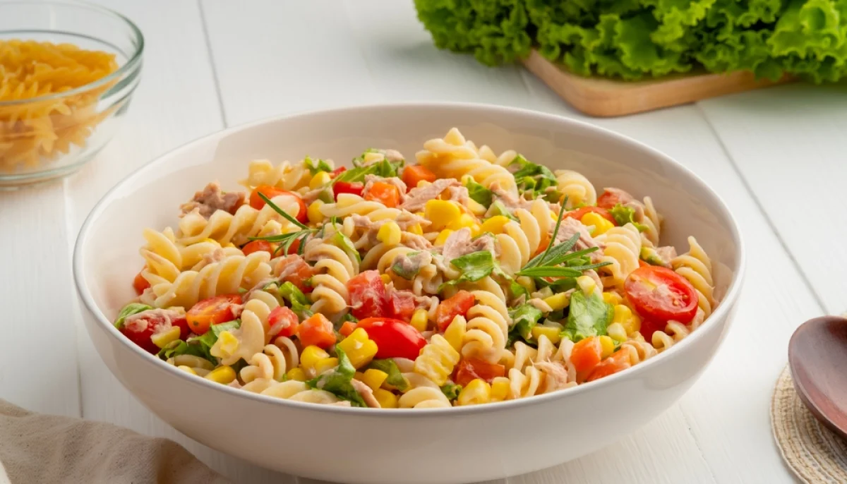 Salade de pâtes au thon, tomates et poivrons