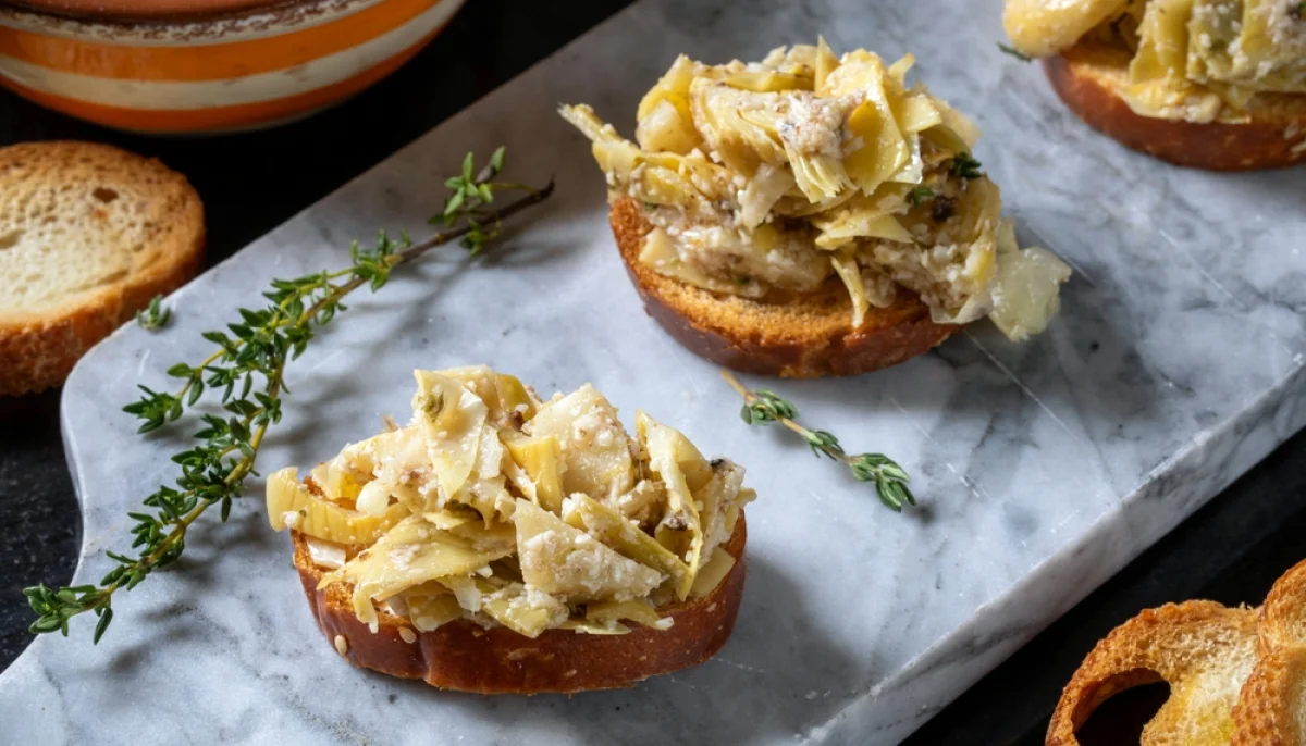 Bruschettas aux artichauts et parmesan