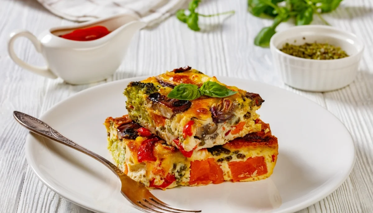 Frittata aux poivrons et oignons rouges
