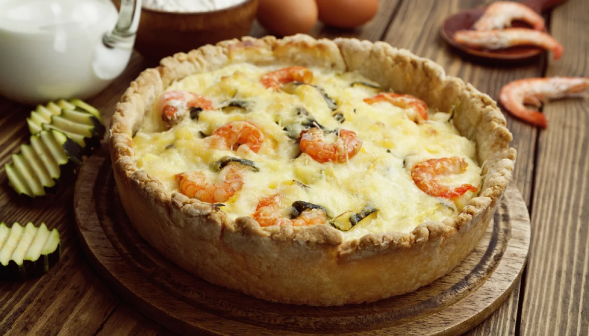 Quiche aux crevettes, lait de coco et citron vert