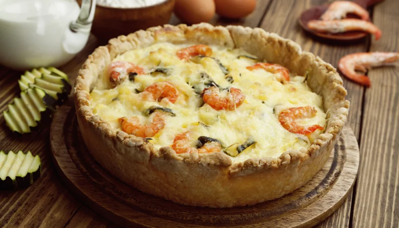 Quiche aux crevettes, lait de coco et citron vert