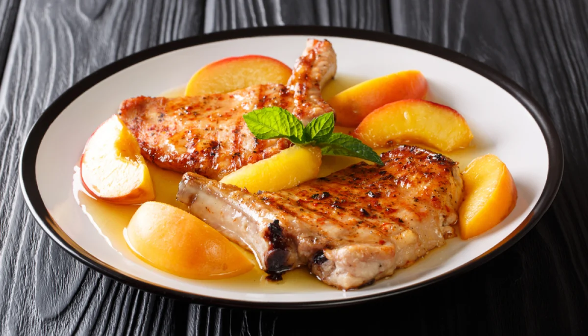 Rôti de porc aux pêches