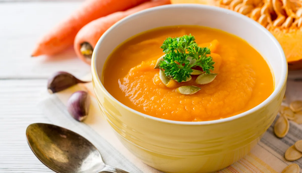 Velouté de potiron et carottes au cumin