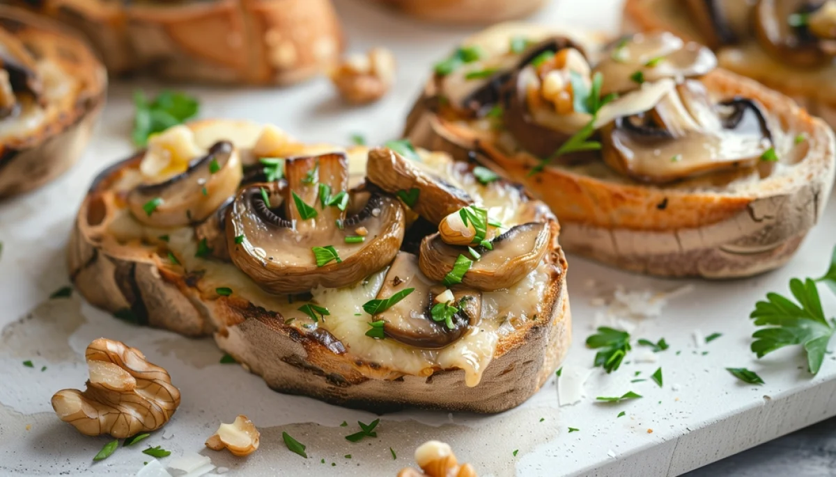 đ Bruschetta aux champignons et persillade