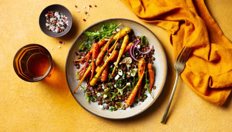 🥗 Salade tiède de lentilles aux carottes rôties