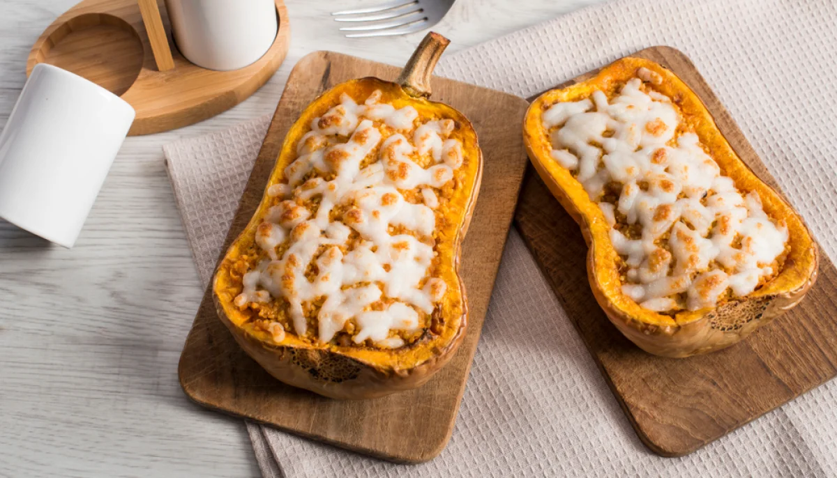 🎃Courge farcie au riz, légumes et fromage fondant